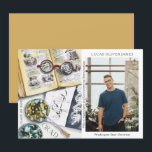 Carte Classe de fin d'études de 2022 Sciences De l'envir<br><div class="desc">Classe de graduation de 2022 Science De l'environnement Médicale Foresterie Agriculture Grad Photo Faire-part présente une aquarelle d'un milieu de travail biologiste qui comprend des lunettes, des livres, des boîtes de Pétri de laboratoire, des microbes, une pipette, des virus et plus encore. Le texte "Grad", votre qualification, votre nom, l'année...</div>