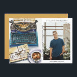 Carte Classe de fin d'études de 2022 Sciences humaines É<br><div class="desc">Classe de Graduation de 2022 Sciences humaines Sciences sociales Langue Communication Média Grad Photo Faire-part présente une aquarelle illustrant une machine à écrire, un courrier et une tasse de café. Le texte "Grad", votre qualification, votre nom, l'année de qualification et le lieu de l'étude. Personnalisez en modifiant le texte dans...</div>