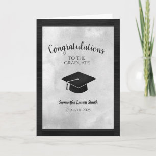 Carte Classe de Graduation Blanc Noir de 2025