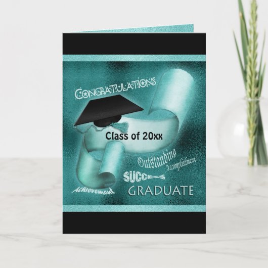 Carte Classe de graduation de 20xx élégant turquoise (Devant)