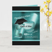Carte Classe de graduation de 20xx élégant turquoise (Fleur jaune)