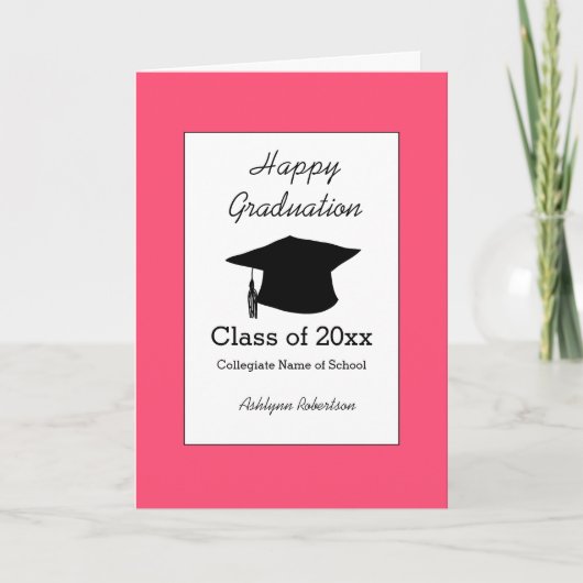 Carte Classe de Graduation Rose de 2025 (Devant)