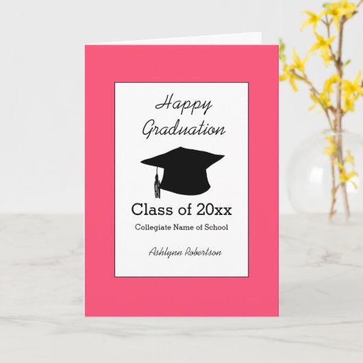 Carte Classe de Graduation Rose de 2025 (Fleur jaune)