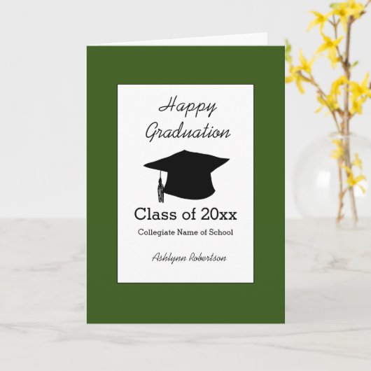 Carte Classe de Graduation verte de 2025 (Fleur jaune)