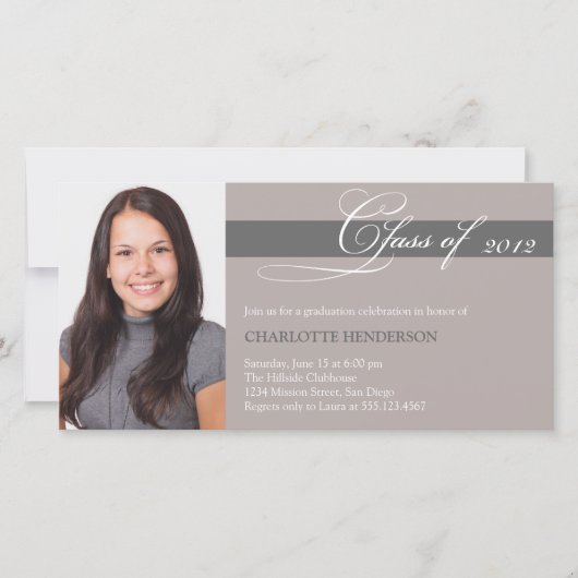 Carte Classe de script gris taupe de graduation faire-pa (Devant)