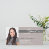 Carte Classe de script gris taupe de graduation faire-pa (Debout devant)