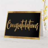 Carte Classe Élégant Noir & Faux Or Félicitations (Fleur jaune)