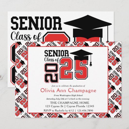 Carte Classe noire et rouge de 2025 (Devant / Derrière)