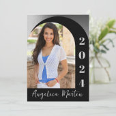 Carte Classe photo Arc d'argent noir 2024 Graduation (Debout devant)