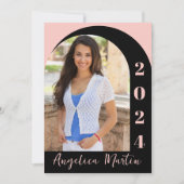 Carte Classe photo Arc noir rose de 2024 Graduation (Devant)