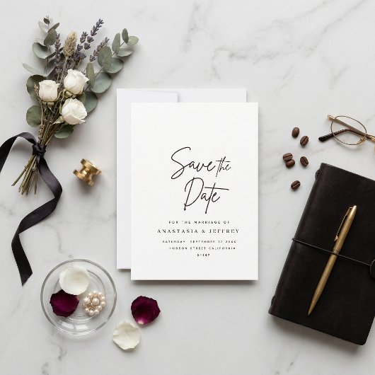 Carte classic black and white whimsical save the date