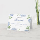 Carte Classic Blue Hydrangea Wedding Reserved Seat Card (Devant)