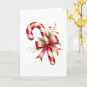 Carte Classic Candy Cane with Red Satin Bow and Greenery (Fleur jaune)