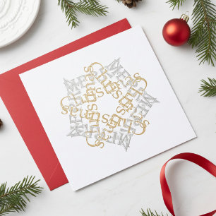 Carte Classic Christmas Star Gold Silver Calligraphy Art