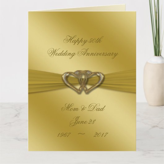 Carte Classic Golden 50e anniversaire de Mariage 8,5x11 (Devant)