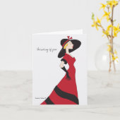 Carte Classic Lady Red Dress Note (Fleur jaune)