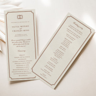 Carte Classic Monorgam Brown Ecru Mariage Crest Programm