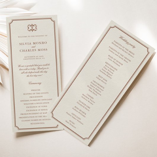 Carte Classic Monorgam Brown Ecru Mariage Crest Programm