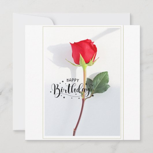 Carte Classic Red Rose Birthday Flat Greeting Card (Devant)