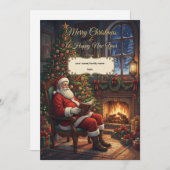 Carte Classic Santa Claus & Warm Candlelight Personalize (Devant / Derrière)