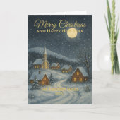 Carte Classic Snowy Village Nom de famille Noël (Devant)