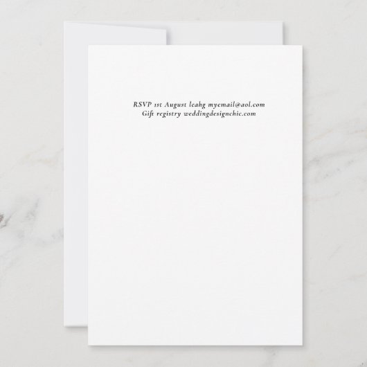 Carte Classic White Rose Mariage or (Dos)