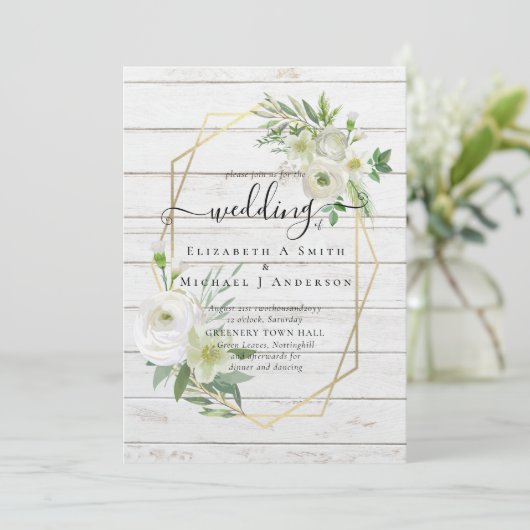 Carte Classic White Rose Mariage or (Debout devant)