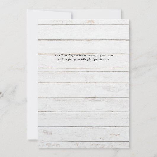 Carte Classic White Rose Mariage or (Dos)