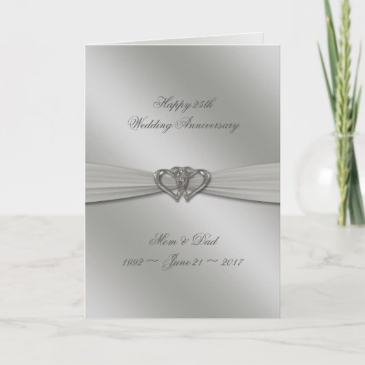 Carte classique argent pour les 25 ans de mariage (Devant)