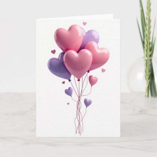 Carte Classique Ballons d'Amour (Devant)