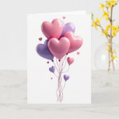 Carte Classique Ballons d'Amour (Fleur jaune)