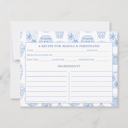 Carte Classique Bleu Et Jar De Gingembre (Devant)