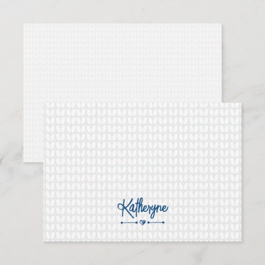 Carte classique bleue personnalisée Knit Stitch (Devant / Derrière)