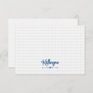 Carte classique bleue personnalisée Knit Stitch