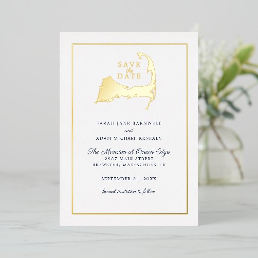 Carte classique Cape Cod Mariage Enregistrer la da (Debout devant)