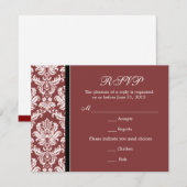 Carte classique Damask Bourgogne RSVP (Devant / Derrière)
