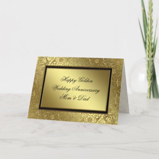 Carte Classique d'Anniversaire de Mariage en Or (Devant)