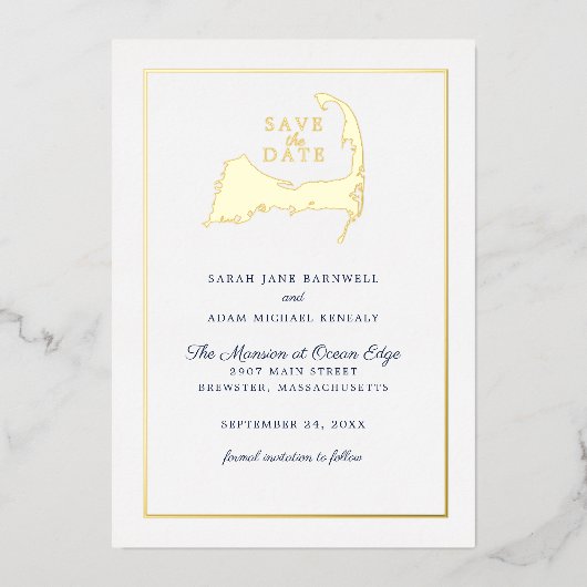 Carte Classique de Cape Cod pour Mariage Save the  (Recto)