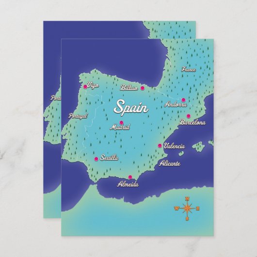 Carte Classique De L'Espagne (Devant / Derrière)