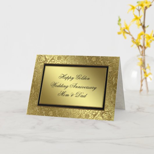 Carte Classique de Mariage d'Or (Fleur jaune)