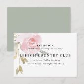 Carte classique de mariage floral rose (Devant / Derrière)