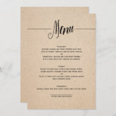CARTE CLASSIQUE DE MENU DE MARIAGE (Devant / Derrière)