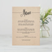 CARTE CLASSIQUE DE MENU DE MARIAGE (Debout devant)
