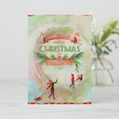 Carte classique de Noël très joyeux avec patinage  (Debout devant)