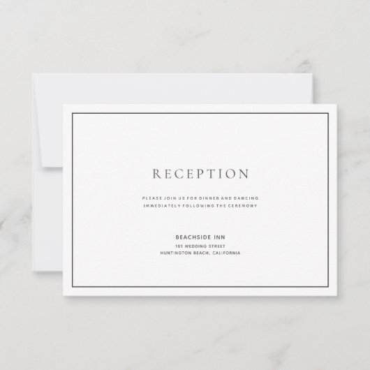 Carte classique de réception de mariage noir et bl (Devant)