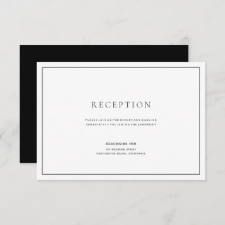 Carte classique de réception de mariage noir et bl