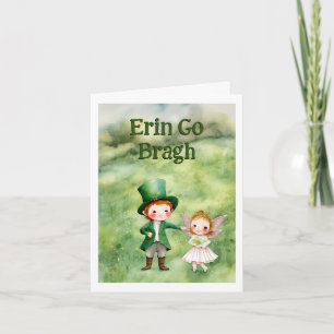 Carte classique de Saint-Patrick avec lutin et fée