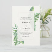 Carte Classique Elégant Verdure Mariage tropicale (Debout devant)