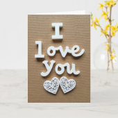 Carte Classique Filigrane Cœurs Je T'Aime (Fleur jaune)