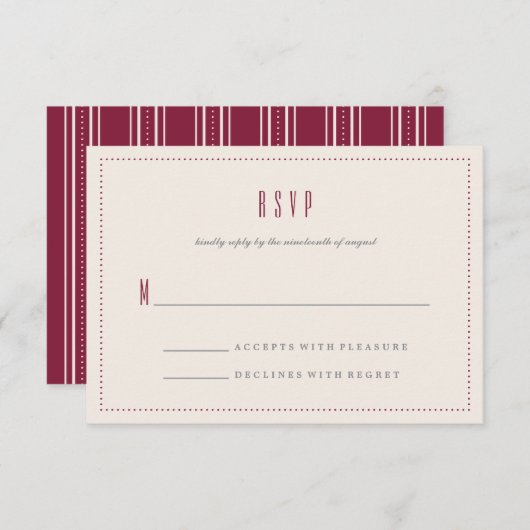 Carte classique Hexagon RSVP - Maroon (Devant / Derrière)
